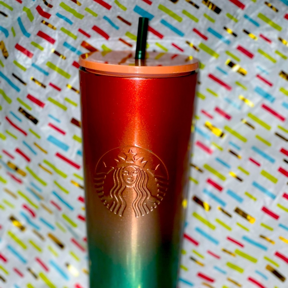 Ice Venti Starbucks Ombré Red to Green Tumbler